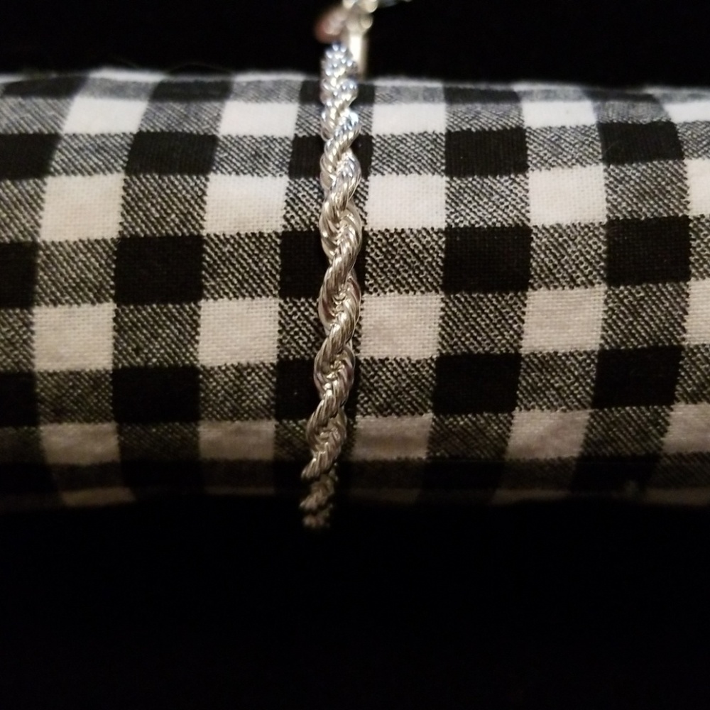 Sterling Silver Rope Chain Bracelet 7.5"
